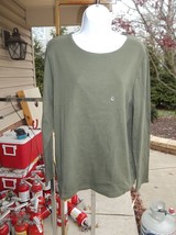 Nwt Talbots Olive Green Print Long Sleeve Tee M - $16.99