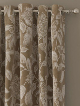 Floral Brown Linen Blackout Curtains With Grommet Header - Set of 2 Curtains - £22.37 GBP+