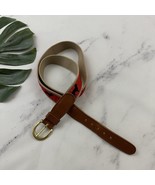 Preston Leather Products Mens Belt Size 14 Red Black Dog Ribbon Woven - $27.06 CAD
