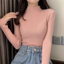 Gh collar long sleeve knitted pullover women slim casual office sweater vertical stripe thumb200