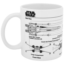 Star Wars X-Wing Fighter Diagram 11 oz. Ceramic Mug White - £16.44 GBP