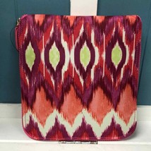 Chico&#39;s Large Packable Ikat Tote Fold Up Bag Zipper Pink Double Strap Ca... - £33.75 GBP