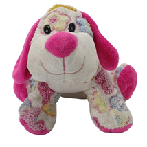 Dan Dee Pink White Multi Floral Plush Puppy Dog Lovey Plush Stuffed Animal 9&quot; - £15.79 GBP