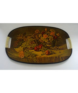 Vintage serving tray still life picture fruit basket and flowers made in... - $368.50 MXN