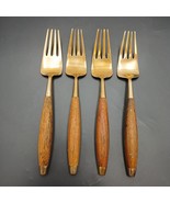 Antique Rosewood Bronze and Wood Set of 4 Dinner Fork Thailand Rare - $761.39 MXN