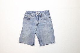 Vintage 90s Guess Womens 29 Distressed Spell Out Denim Jean Shorts Jorts Blue - £35.57 GBP