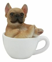 Realistic Mini French Bulldog Puppy Teacup Statue Pet Pal Dog Resin Figu... - $18.99