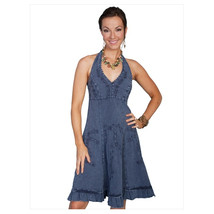 Scully Female Cotton Halter Cantina Dress- Dark Blue - Small - £107.61 GBP