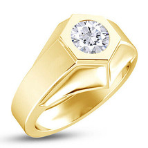 1 KT Diamanti Finti Fidanzamento Solitario Anello 14K Placcato Oro Giall... - £172.59 GBP