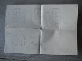 Vintage 1940s Blueprint for Stair Tower Rest Room Gudebrod Brothers Silk... - $24.75