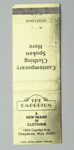 The Emporium - Cheyenne, Wyoming Clothing Store 20 Strike Matchbook Cover WY - £1.39 GBP