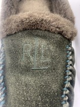Lauren Ralph Lauren Womens Dark Green Suede Fur Trim Moccasin Slippers Sz 8B - £10.99 GBP