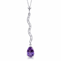 1.79 Carat 14K Solid White Gold Necklace Diamond Amethyst Certified 14&quot;-24&quot;  - £328.42 GBP