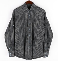 Bogosse Long Sleeve Shirt Cotton Mens Size 5 XL Gray Paisley Long Sleeve - $34.53