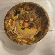 Vintage Daher Fruit Decorated Ware Tin 10" Bowl Gold Trim Made In England 1971 - $7.69