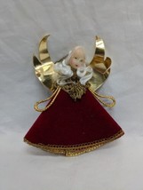 Vintage Christmas Koestel Germany Wax Head Angel Ornament Tree Topper 4&quot; - £47.47 GBP