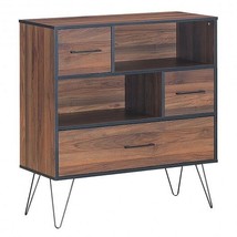 3-Tier Wood Storage Cabinet with Drawers and 4 Metal Legs - £150.07 GBP