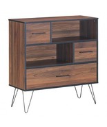 3-Tier Wood Storage Cabinet with Drawers and 4 Metal Legs - £149.87 GBP