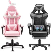 Bunny Pink Gaming Chair and Massage Grey Gaming Chair Bundle - £295.58 GBP
