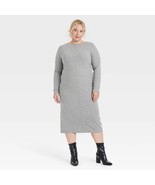 A New Day Women&#39;s Plus Long Sleeve Knit Midi Shift Dress 3X Gray Super S... - €25,74 EUR