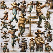 Watercolor Halloween Scarecrow Clipart - 20 PNG Illustrations (Digital D... - $1.75