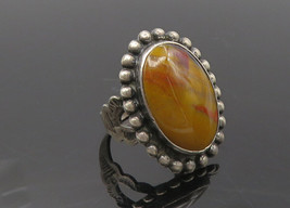 NAVAJO 925 Sterling Silver - Vintage Agate Cocktail Ring Sz 6.5 - RG9611 - £66.73 GBP