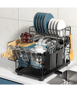 Aonee 2 Tier Dish Drying Rack with Drainboard, Cutlery Holder, Cutting-B... - £42.13 GBP