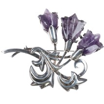 Fred Davis (1880-1961)  large sterling and amethyst tulip flower pin - £551.94 GBP