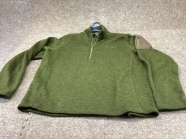 Eddie Bauer 1/4 Zip Pullover Men’s XXL Sweater Fleece Green arm pocket - $11.87