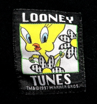 Vintage Tweety Bird Black Denim Jacket Vest Child&#39;s Looney Tunes Daisy’s 90&#39;s - £11.03 GBP