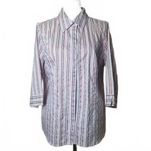 Apt9 Woman Peach Grey Silver Striped 3/4 Sleeve Shirt 1X - €14,57 EUR