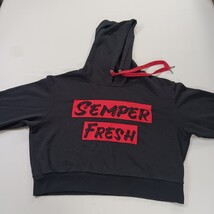 Semper Fresh Women's Black Drawstring Pullover Cropped Hoodie Sweatshirt Size XL image 10