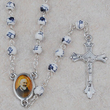 Catholic ROSARY - Round  6 mm Ceramic beads with St. Padre Pio center pi... - £6.82 GBP
