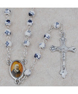 Catholic ROSARY - Round  6 mm Ceramic beads with St. Padre Pio center pi... - £6.71 GBP