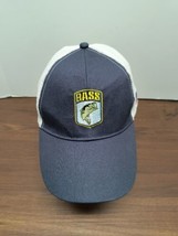 Bass Fishing Mesh Cap Hat American Flag Adjustable Hook &amp; Loop Navy/White  - £8.82 GBP