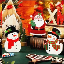 Snowy Trio Tiered Tabletop Decor - Festive Wooden Signs for Home Party Centerpie - £16.81 GBP