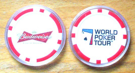 (1) Budweiser Beer World Poker Tour POKER CHIP Golf Ball Marker - Red - £6.24 GBP