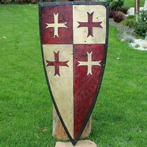 Medieval Lerp Warrior Wood &amp; Steel Crusader shield II, 13th century Replica - £108.92 GBP