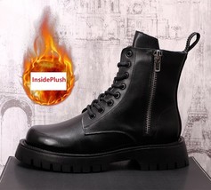 Hot Selling Mens Black Mid Calf Boots Fashion Round Toe Trending Leisure Chelsea - £96.82 GBP