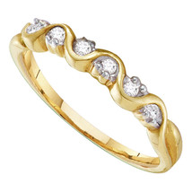 10kt Yellow Gold Womens Round Diamond Wave Band Ring 1/10 Cttw - £111.11 GBP