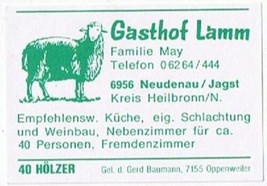 Matchbox Label Germany Gasthof Lamm - $0.98