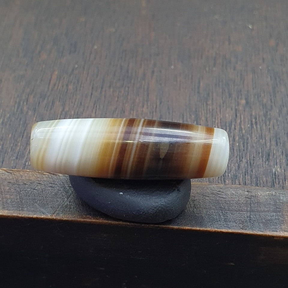 Ancienne perle d&#39;agate baguée motif naturel rare ancien yéménite BD-j-17 - $51.19