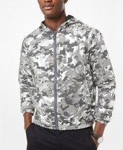 198$  Michael Kors Men&#39;s Jacket Silver Camo Hooded Windbreaker, Size: Large - £69.69 GBP