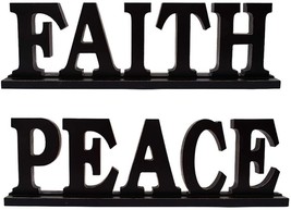 Wood Peace Faith Tabletop Letters Sign Freestanding Wooden Cutout Decorations - £14.13 GBP+