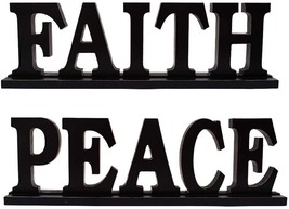 Wood Peace Faith Tabletop Letters Sign Freestanding Wooden Cutout Decorations - £14.02 GBP - £27.32 GBP