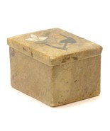 Trinket Ring Box Brown Onyx Marble Stone Engraved Flower India Vintage 1... - £11.61 GBP