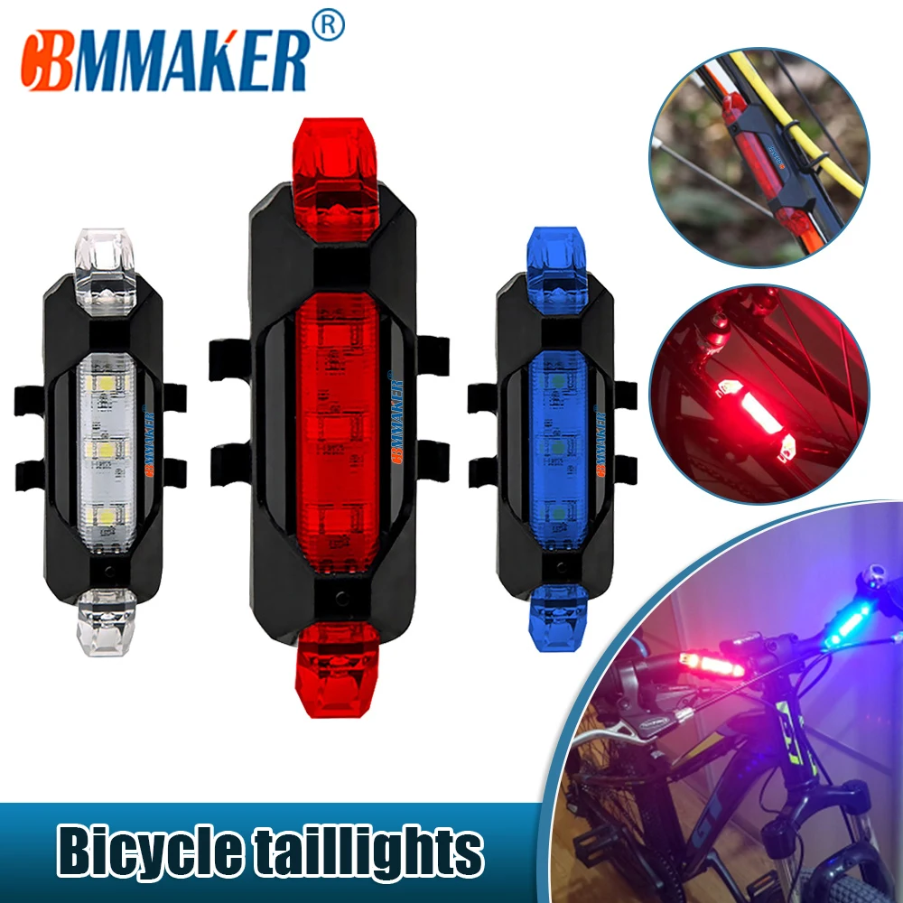 CBMMAKER LED Bicycle Lights Portable USB Rechargeable Bike Warning Light - £8.50 GBP