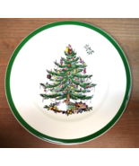 Spode Christmas Tree Salad Plate Green Trim 7 3/4&quot; England S3324 Vintage - $22.74