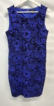 Lands End Sleeveless Burnout Purple Black Sheath Dress Ponte Knit Pockets 12 - £25.12 GBP