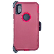 Heavy Duty Case Cover w/Clip Holster for iPhone Xs Max 6.5&quot; MAROON/PINK - £6.71 GBP